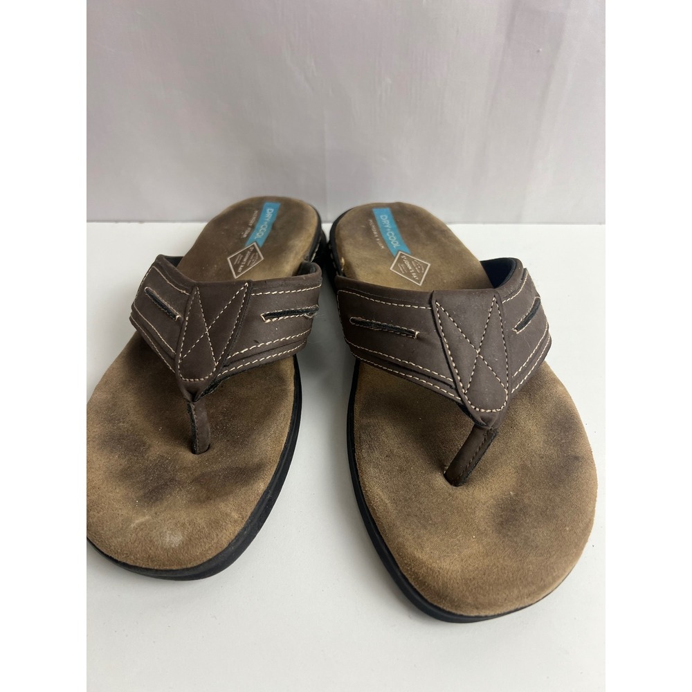 St Johns Bay Mens Brown Memory Foam Flip Flop Sandals Size 9 Dry+Cool Thong